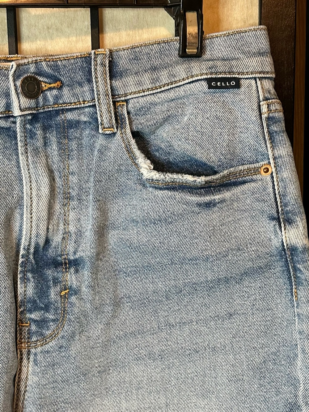 CELLO Super High-Rise Straight Leg Dad Jean - Light Blue - Picture 4 of 7
